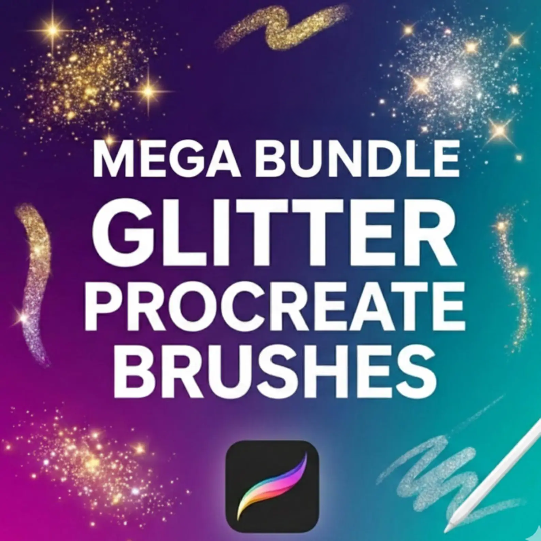 41 Glitter & Sparkle Procreate Brushes | Shiny Texture Brush Set | Color Palettes | Sparkley, Glow, and Glitter Effects for creators on iPad