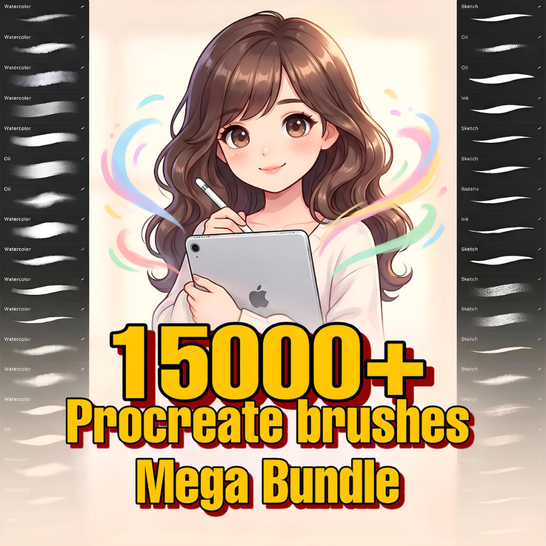 15000+ Procreate Brushes Mega Bundle, Anime, Makeup, 3D, Winter, Halloween, Christmas, Sketching & Painting, Mega Brush Bundle