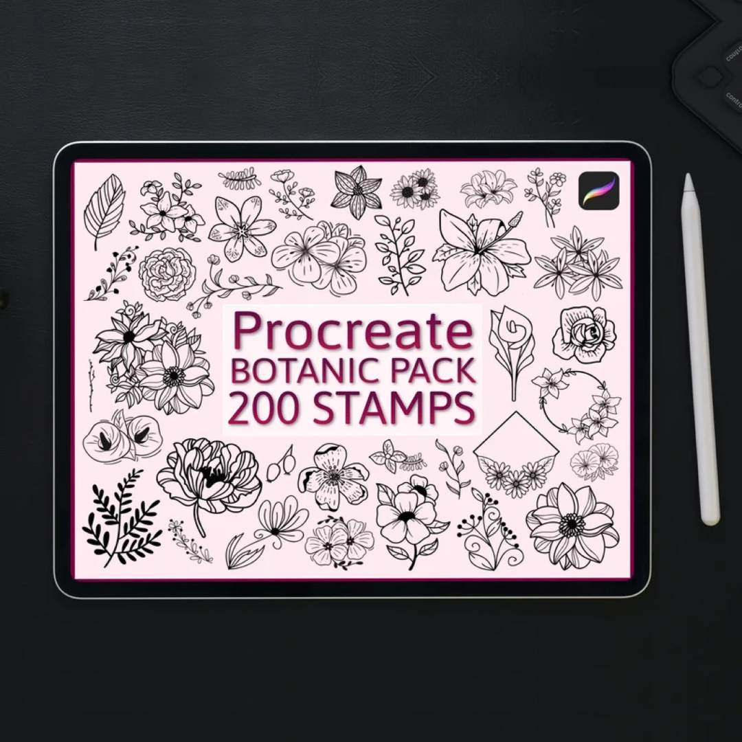 1800 Stamps bundle, Procreate stamps, Procreate brushes, Botanic stamps set, Boho iPad brushes, Mystic crystals stamps, Mandala tattoo stamp