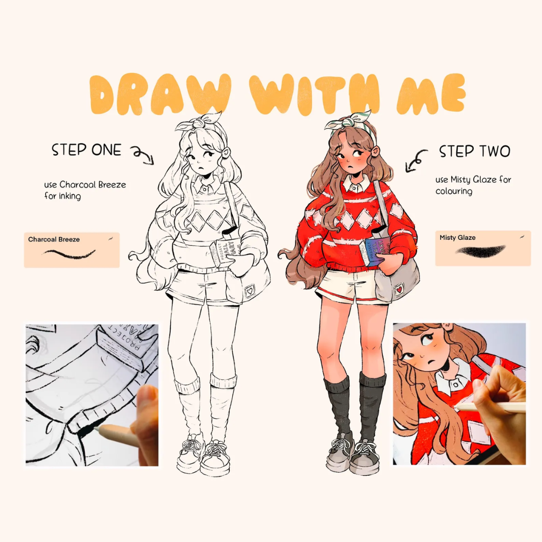 Procreate Brush Duo, Textured Liner & Soft Coloring Brush