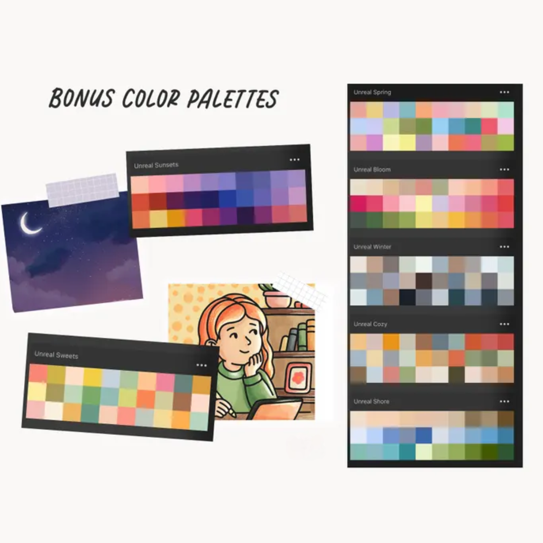 Digital Coloring Bundle: Brushes for ProCreate, Alcohol Markers, Pencils, Cute Patterns, Texture Brush Set for iPad Coloring Books and Pages