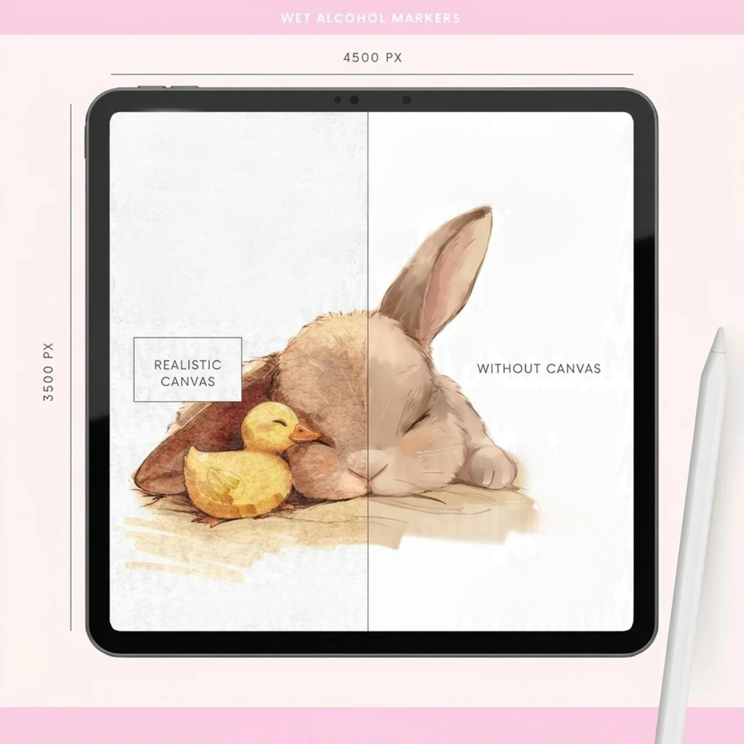 Alcohol Markers for Procreate, 36 Brushes, Realistic Alcohol Marker Textures