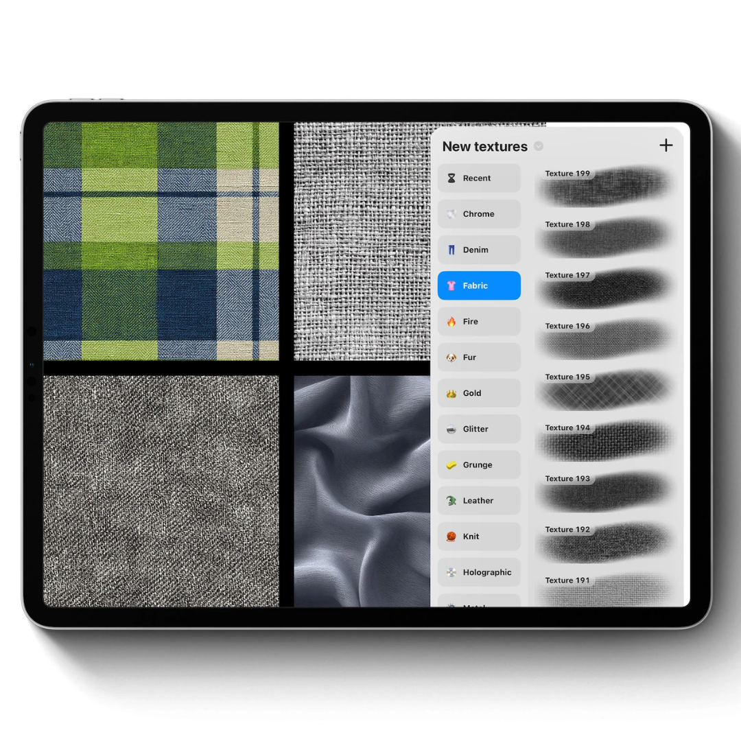 300 Fabric Texture Brushes for Procreate, Denim, Leather, Textile, Silk, Clothing Patterns Brushes