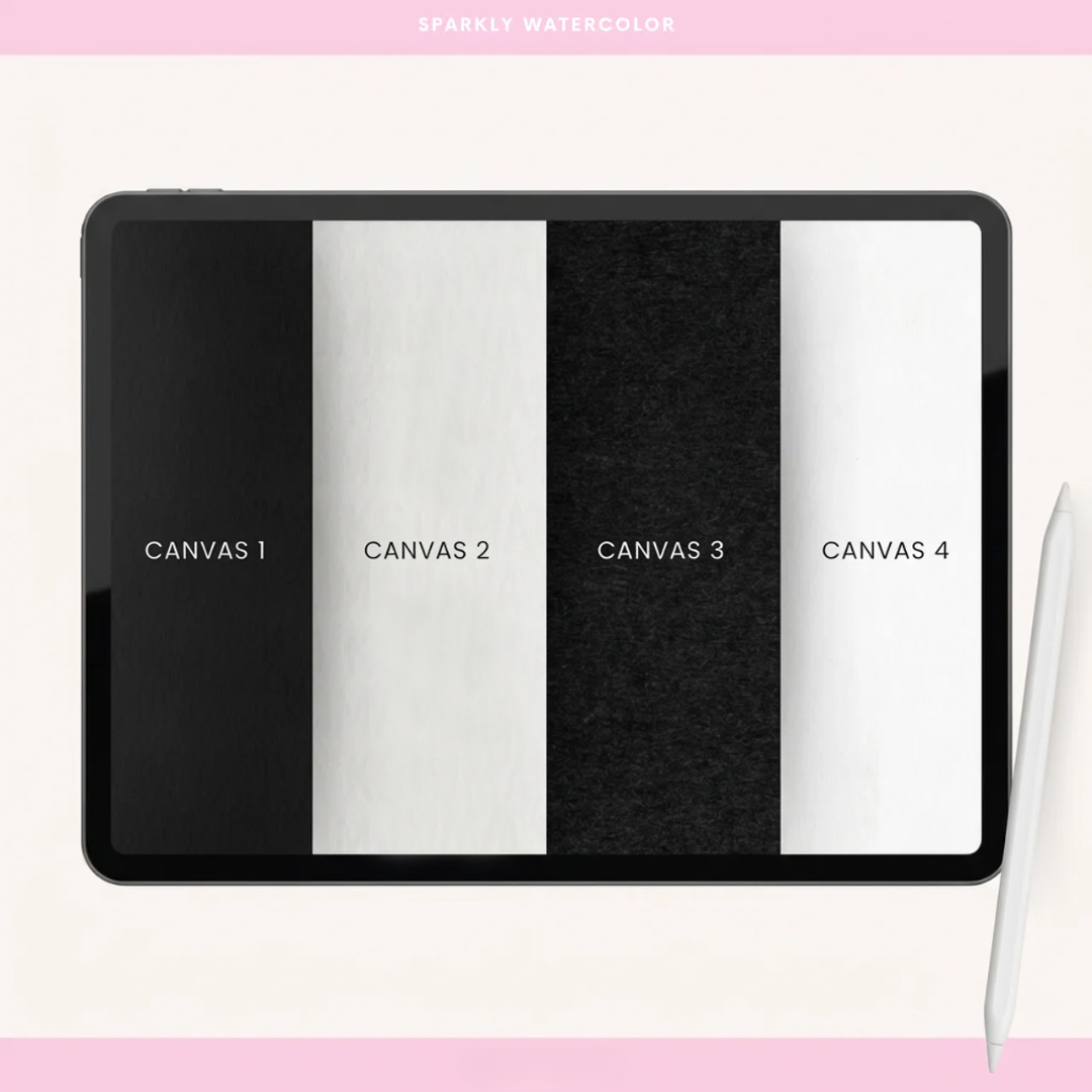 Glitter Watercolor Brushes for Procreate, 56 Brushes, Shimmer, Sparkly, Mettalic, Realistic Textures