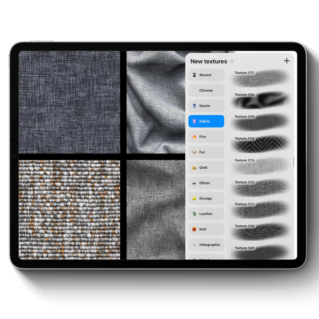 300 Fabric Texture Brushes for Procreate, Denim, Leather, Textile, Silk, Clothing Patterns Brushes