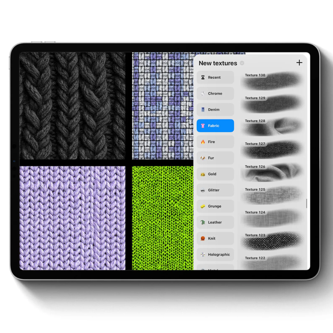 300 Fabric Texture Brushes for Procreate, Denim, Leather, Textile, Silk, Clothing Patterns Brushes