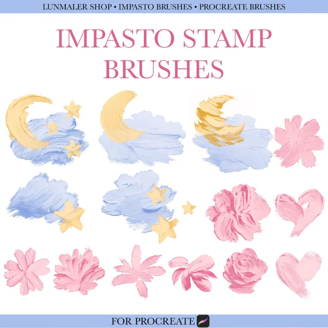 Impasto Procreate Brushes: Realistic Oil, Acrylic, Gouache (Digital Brushes)