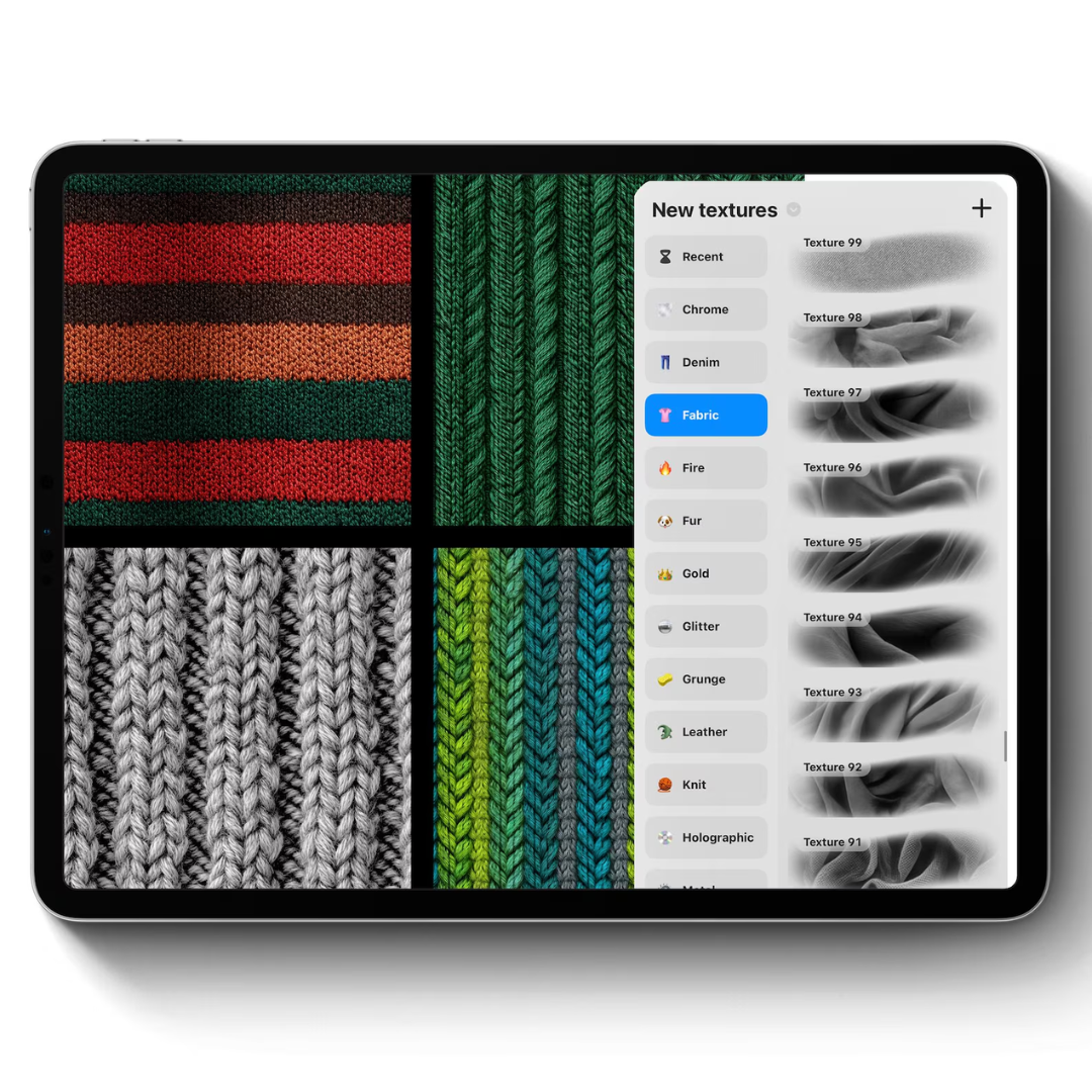 300 Fabric Texture Brushes for Procreate, Denim, Leather, Textile, Silk, Clothing Patterns Brushes