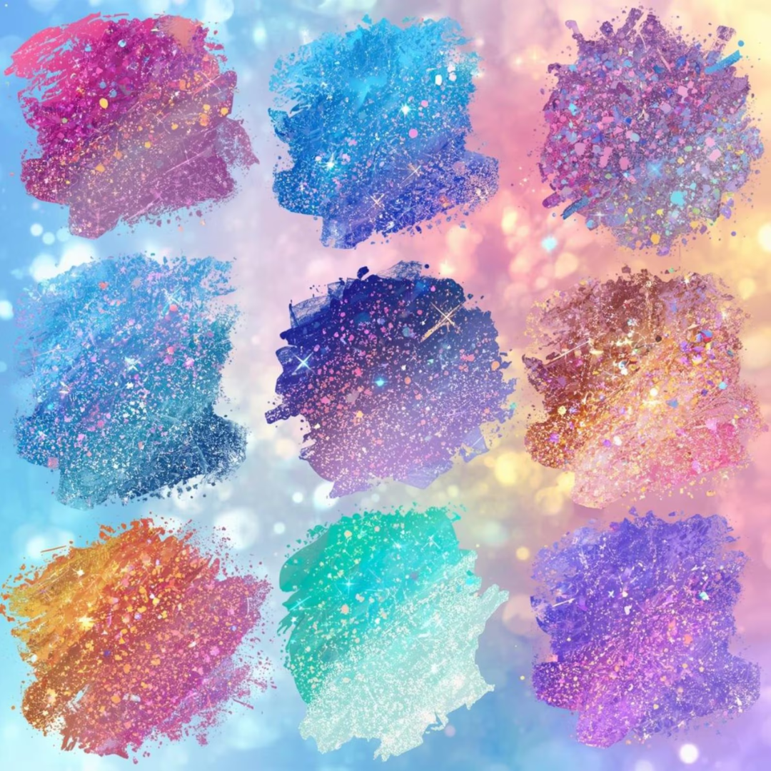 41 Glitter & Sparkle Procreate Brushes | Shiny Texture Brush Set | Color Palettes | Sparkley, Glow, and Glitter Effects for creators on iPad