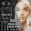 Procreate Face Stamp Brushes, 500+ Facial Features, Realistic, Character Portraits, Digital Download