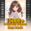 15000+ Procreate Brushes Mega Bundle, Anime, Makeup, 3D, Winter, Halloween, Christmas, Sketching & Painting, Mega Brush Bundle