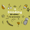 Procreate doodle brushes 12 different doodling brushes Fine Liner essential brushes sketching