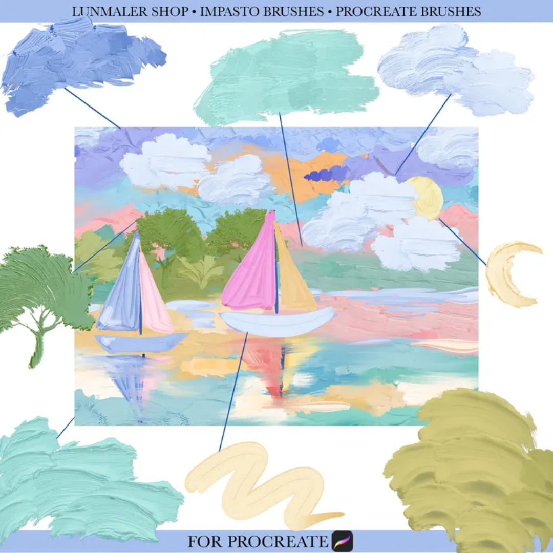 Impasto Procreate Brushes: Realistic Oil, Acrylic, Gouache (Digital Brushes)