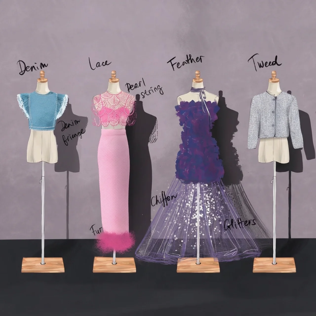 Fashion Procreate Brushes, Dresses, Ruffles, Lace, Fabrics