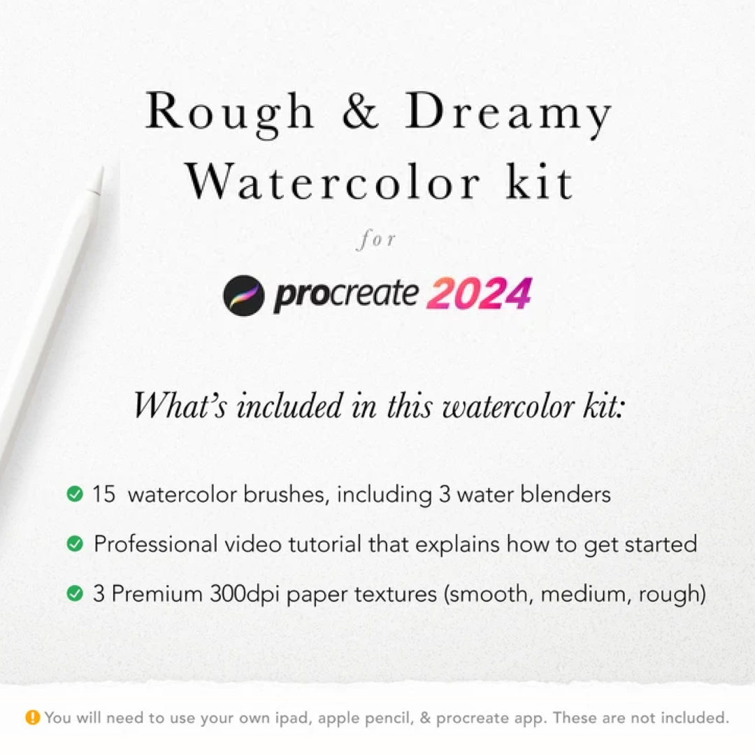 Rough & Dreamy Watercolor Kit for Procreate 2024