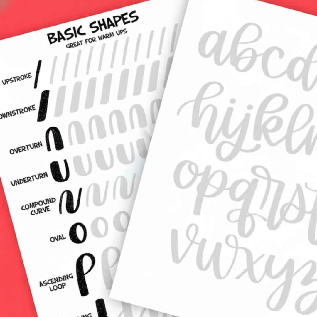 20 Lettering Practice Worksheets, 10 Procreate Brushes, Learn Brush Lettering, Modern Calligraphy, Lettering Workbook for Procreate or Print