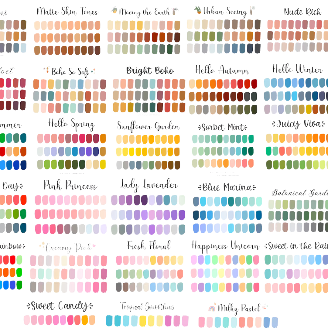 Procreate Color Palette Bundle, Color Swatches Pack, Procreate Color Bundle, 100 iPad Color Palettes, Procreate Color Set, Procreate Brushes