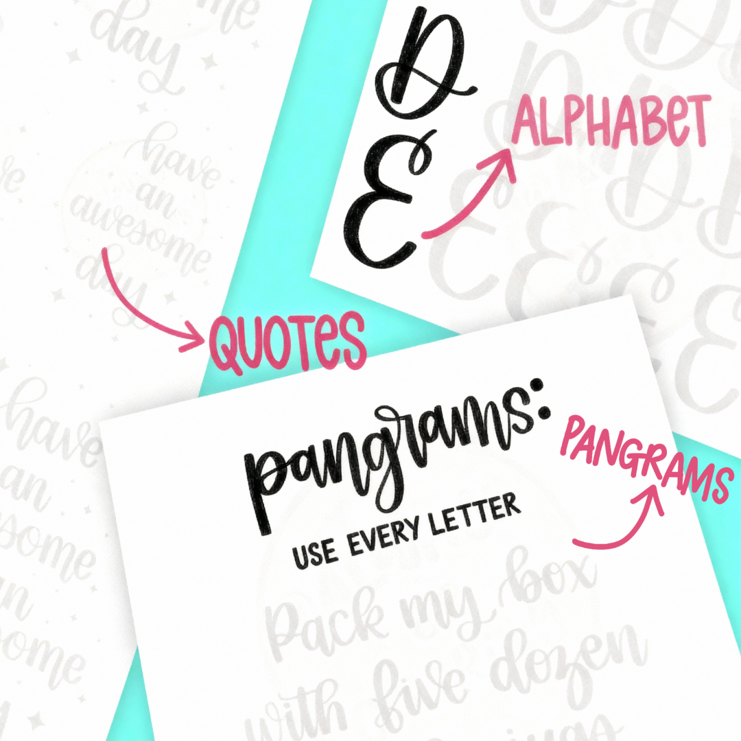 20 Lettering Practice Worksheets, 10 Procreate Brushes, Learn Brush Lettering, Modern Calligraphy, Lettering Workbook for Procreate or Print