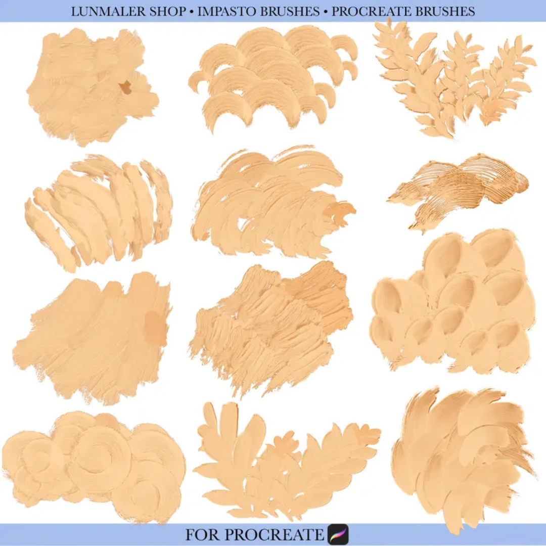 Impasto Procreate Brushes: Realistic Oil, Acrylic, Gouache (Digital Brushes)