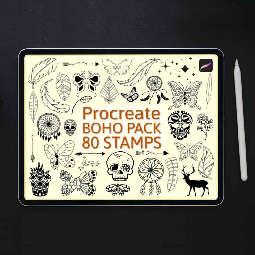 1800 Stamps bundle, Procreate stamps, Procreate brushes, Botanic stamps set, Boho iPad brushes, Mystic crystals stamps, Mandala tattoo stamp