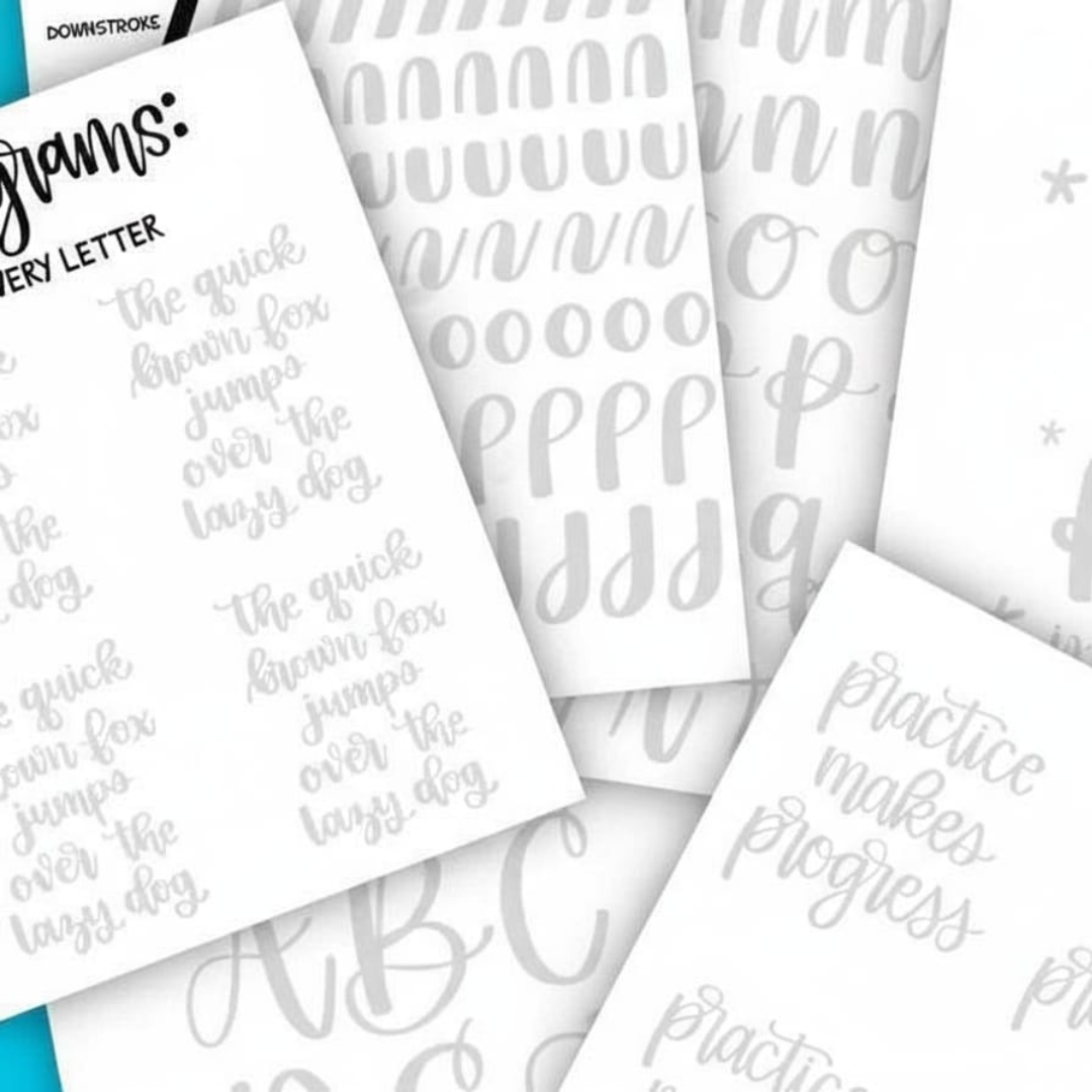 20 Lettering Practice Worksheets, 10 Procreate Brushes, Learn Brush Lettering, Modern Calligraphy, Lettering Workbook for Procreate or Print